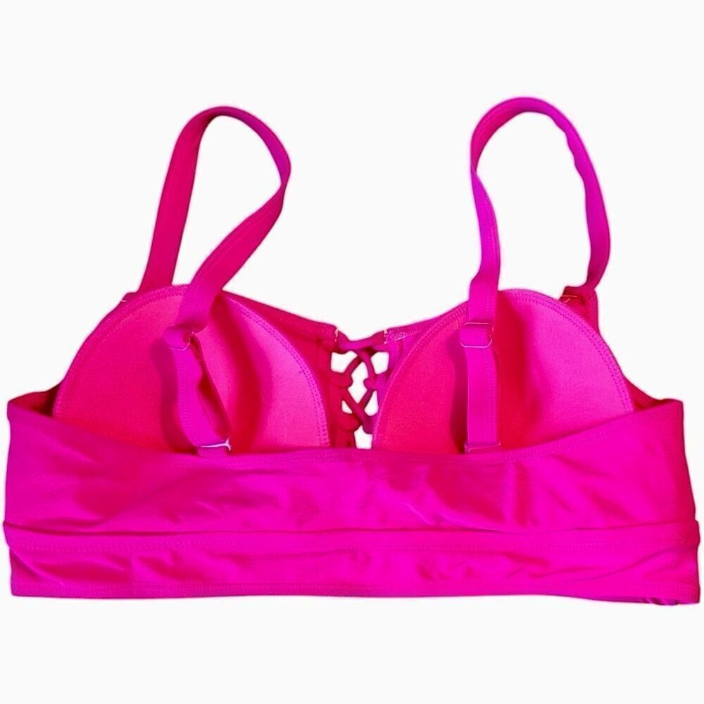 Torrid Pink Bikini Set: Wireless Strappy Lace Up Top & High Rise Bottoms 1 NWOT - Picture 9 of 16